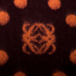 Pre Owned Loewe Lambswool and Angora Polka Dotted Reversible Anagram Muffler