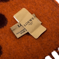 Pre Owned Loewe Lambswool and Angora Polka Dotted Reversible Anagram Muffler