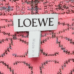 Pre Owned Loewe Pink Anagram Knit V-Neck Oversized Sweater XS
