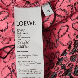 Pre Owned Loewe Pink Anagram Knit V-Neck Oversized Sweater XS