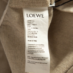 Pre Owned Loewe Off White Leather Trim Denim Workwear Jacket M