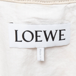 Pre Owned Loewe Off White Leather Trim Denim Workwear Jacket M