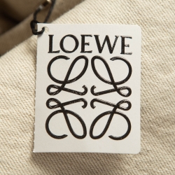 Pre Owned Loewe Off White Leather Trim Denim Workwear Jacket M