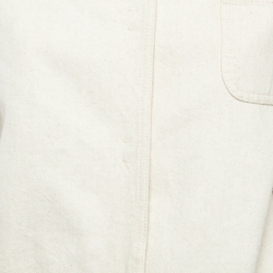 Pre Owned Loewe Off White Leather Trim Denim Workwear Jacket M