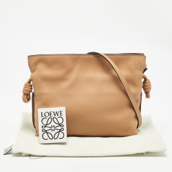 Loewe Brown Leather Mini Flamenco Clutch