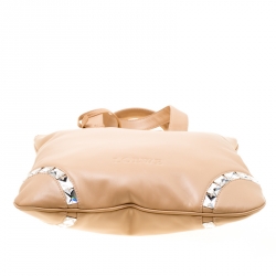 Pre Owned Loewe Beige Leather Crystal Embellished Tote