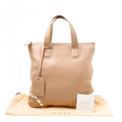 Pre Owned Loewe Beige Leather Crystal Embellished Tote