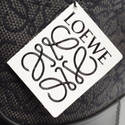 Pre Owned Loewe Grey/Black Canvas and Leather Balloon Anagram Bucket Bag