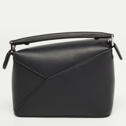 Pre Owned Loewe Black Leather Mini Puzzle Shoulder Bag
