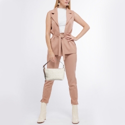 Pre Owned Loewe Cream/Brown Anagram Jacquard and Leather Cubi Shoulder Bag