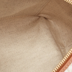 Pre Owned Loewe Cream/Brown Anagram Jacquard and Leather Cubi Shoulder Bag