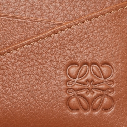 مملوكة مسبقًا Loewe Brown Leather Puzzle Edge Card Holder