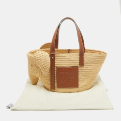 Pre Owned حقيبة يد توتس لويفي سلة جلد وورق نخيل بني/ بيج