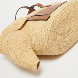 Pre Owned حقيبة يد توتس لويفي سلة جلد وورق نخيل بني/ بيج