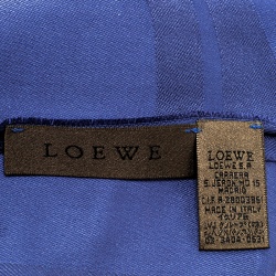 Pre Owned Loewe Blue Printed Silk Tassel Detail Stole