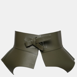 Pre Owned Loewe Pickle Green Leather Obi Waist Belt L