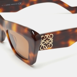 Pre Owned Loewe Havana Acetate LW400361 Cat-eye Sunglasses