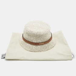 Pre Owned Loewe  Beige Anagram Jacquard Bucket Hat