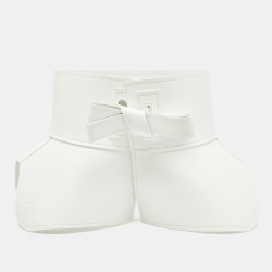 Pre Owned Loewe White Leather Obi Waist Wide Belt S