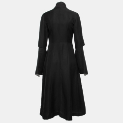 Pre Owned Loewe Black Linen Tie-Up Sleeve Detail Coat XS