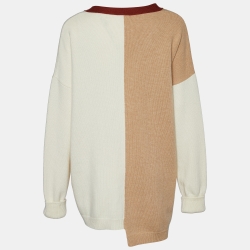 Pre Owned Loewe Color Block Wool Oversized Cardigan L