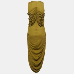 Pre Owned Loewe Green Jersey Draped Embellished Dress S
