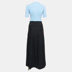 Pre Owned Loewe Black/Blue Wool Knit Maxi Dress M