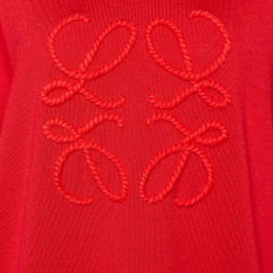 Pre Owned Loewe Red Wool & Cashmere Anagram Embroidered Sweatshirt M