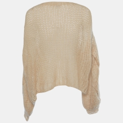 Pre Owned Loewe Camel Brown Anagram Mohair Wool Knit Sweater S