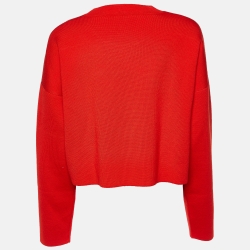 Loewe Red Anagram Wool Cropped Sweater M
