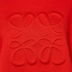 Loewe Red Anagram Wool Cropped Sweater M