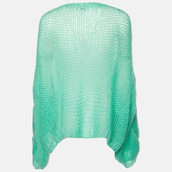 Pre Owned Loewe Green Anagram Mohair Wool Open Knit Sweater L