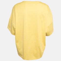 Pre Owned Loewe Yellow Logo Embroidered Cotton T-Shirt M