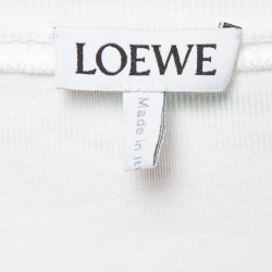 Pre Owned Loewe White/Green Anagram Print Cotton Knit Crew Neck T-Shirt M