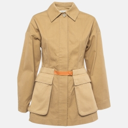 Pre Owned Loewe Brown Cotton Canvas Belted Safari Jacket XS