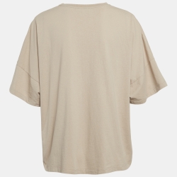Pre Owned Loewe Beige Anagram Embroidered Cotton Jersey Oversized T-Shirt S