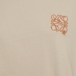 Pre Owned Loewe Beige Anagram Embroidered Cotton Jersey Oversized T-Shirt S