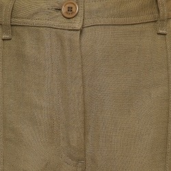 Pre Owned Loewe Green Linen Blend Wide Leg Trousers L