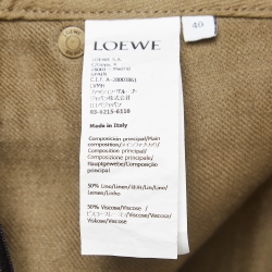 Pre Owned Loewe Green Linen Blend Wide Leg Trousers L