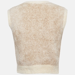 Pre Owned Loewe Cream/Brown Anagram Cotton Blend Vest M