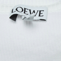 Pre Owned Loewe White Anagram Embroidered Rib Knit Tank Top XS