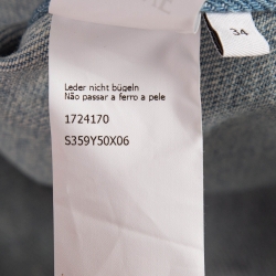 Pre Owned Loewe Blue Leather Trim Denim Jacket S
