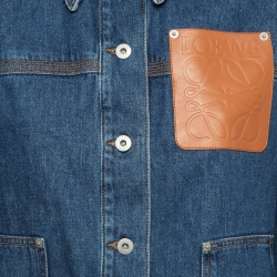 Pre Owned Loewe Blue Leather Trim Denim Jacket S