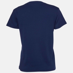 مملوكة مسبقًا Loewe Navy Blue Logo Print Cotton Crew Neck T-Shirt S