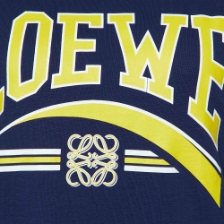 مملوكة مسبقًا Loewe Navy Blue Logo Print Cotton Crew Neck T-Shirt S