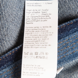 Pre Owned Loewe Blue Leather Trim Denim Workwear Jacket S