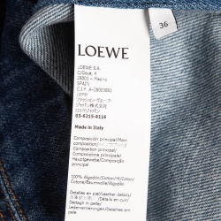 Pre Owned Loewe Blue Leather Trim Denim Workwear Jacket S