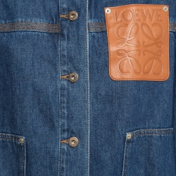 Pre Owned Loewe Blue Leather Trim Denim Workwear Jacket S