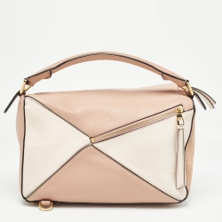 Pre Owned Loewe Multicolor Leather and Suede Medium Puzzle Shoulder Bag