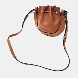 Pre Owned Loewe Brown Leather Small Horseshoe Shoulder Bag 